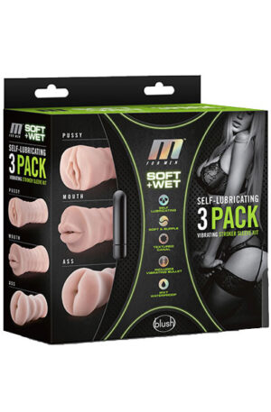 3-pack Vibrating Stroker Kit - Masturbaatori pakk 1