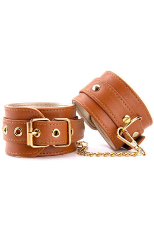 Blaze Elite Hand Cuffs Cognac Vegan Leather - Käerauad 1