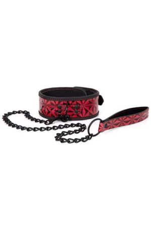 Diabolique Dark Collar With Leash Red - Kaelarihm ja rihm 1