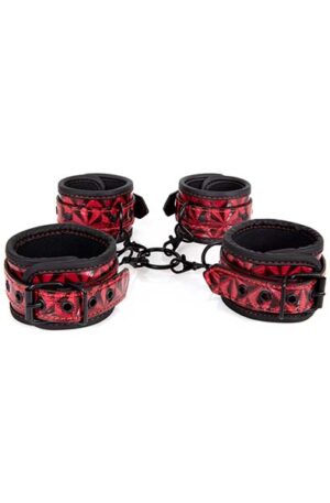 Diabolique Dark Hog-Tie With Cuffs Red - BDSM kaelarihmad ja jalarauad 1