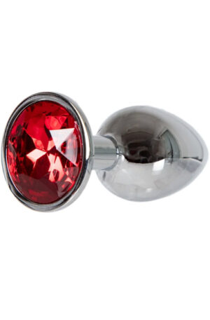 Diamond Butt Plug Silver/Red Small - Anaallelu 1