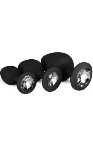 Easytoys Silicone Buttplug Set With Diamond Black - Anaallelu komplekt 1