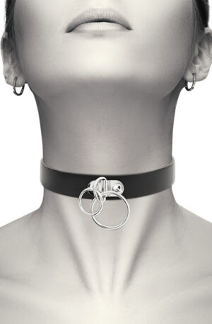 Hand Crafted Choker Vegan Leather Double Ring - BDSM Choker 1
