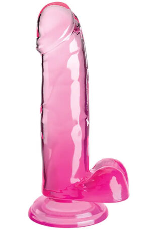 King Cock Clear With Balls Pink 18 cm - Dildo 1