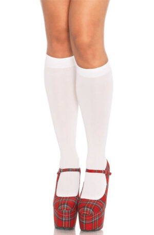 Leg Avenue Nylon Knee Highs White - Sokid 1