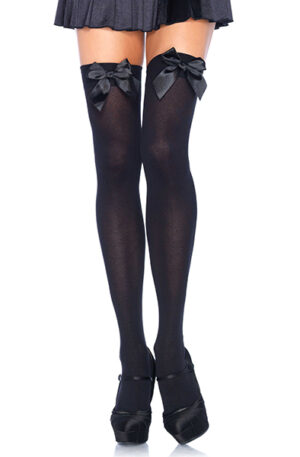 Leg Avenue Nylon Thigh Highs With Bow - Sukkpõlvikud 1