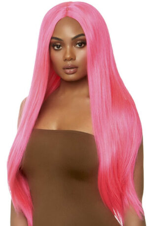 Long Straight Center Part Wig Neon Pink - Parukas 1