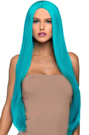 Long Straight Center Part Wig Turquoise - Parukas 1