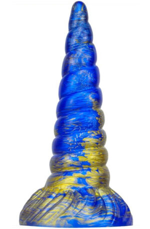 Metallic Dildo Unix Blue/Gold 19,5 cm - Dragon dildo 1
