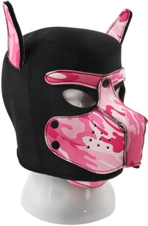 Neoprene Dog On Mask Black-Camouflage Pink - BDSM mask 1