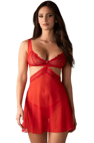 Obsessive Cupide Desir Babydoll & Thong Red - Babydoll pesu 1