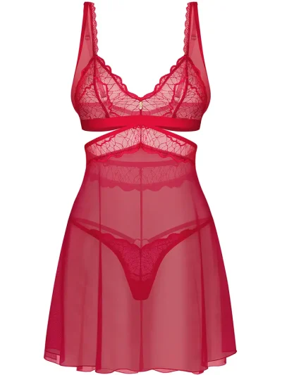 Obsessive Cupide Desir Babydoll & Thong Red - Babydoll pesu 4