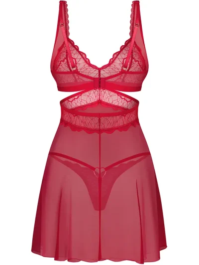 Obsessive Cupide Desir Babydoll & Thong Red - Babydoll pesu 5