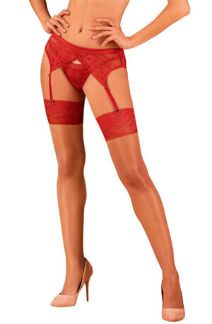 Obsessive Lacelove Stockings Red - Sukad 1