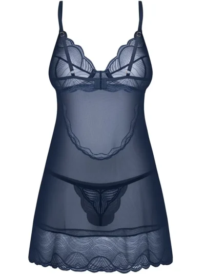 Obsessive Nightly Blue Chemise & Thong - Babydoll pesu 4