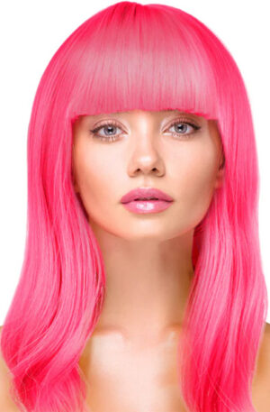 Party Wig Long Straight Hair Neon Pink - Parukas 1