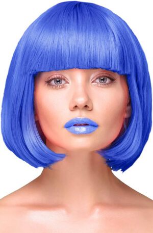 Party Wig Short Straight Hair Dark Blue - Parukas 1