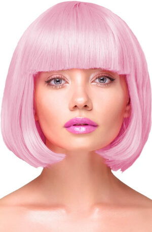 Party Wig Short Straight Hair Light Pink - Parukas 1