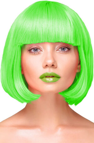Party Wig Short Straight Hair Neon Green - Parukas 1