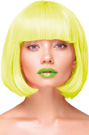 Party Wig Short Straight Hair Neon Yellow - Parukas 1