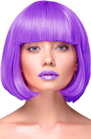 Party Wig Short Straight Hair Purple - Parukas 1