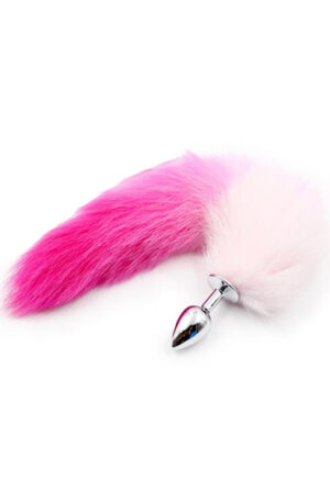 Pink & White Faux Tail With Stainless Plug S - Looma saba ja anaallelu 1