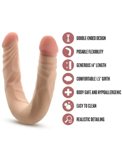 Posable Double Dong Beige 35,5 cm - Kahekordne dildo 3