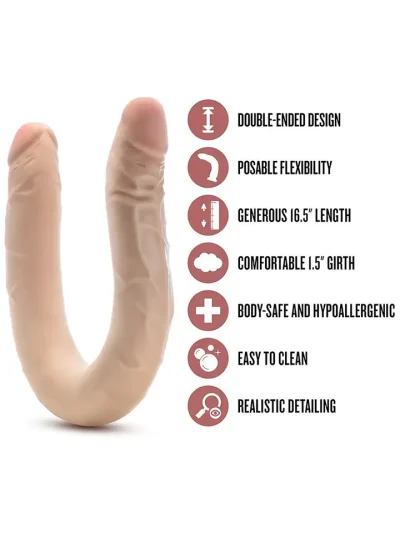 Posable Double Dong Beige 42 cm - Kahekordne dildo 3