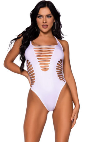 Racer Back Thong Bodysuit White - Keha ja mängukostüümid 1