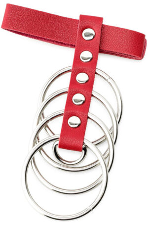 Red Artificial Leather Cockring With Metal Shaft Support 45mm - Peenise puur 1