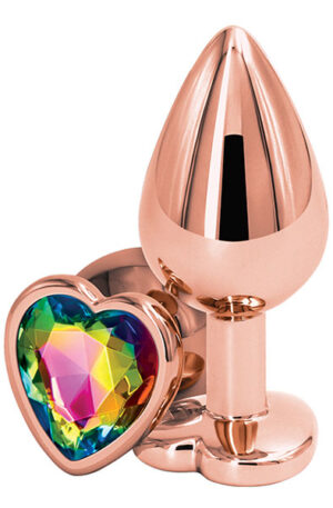 Rose Gold Rainbow Heart Medium - Anaaltapp metallist 1