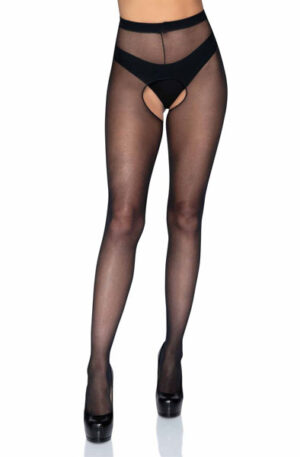 Sheer Crotchless Pantyhose Black - Sukad 1