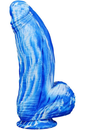 Silicone Dildo Fat Dick Blue-White 25cm - Monster dildo 1