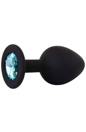 Silicone Plug With Gem Black/Blue Medium - Anaallelu 1