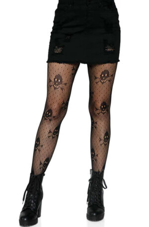 Skull Print Pantyhose Black - Sukad 1