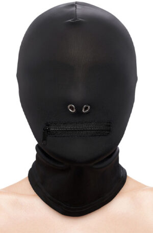 Zippered Mouth Hood Black - BDSM mask 1